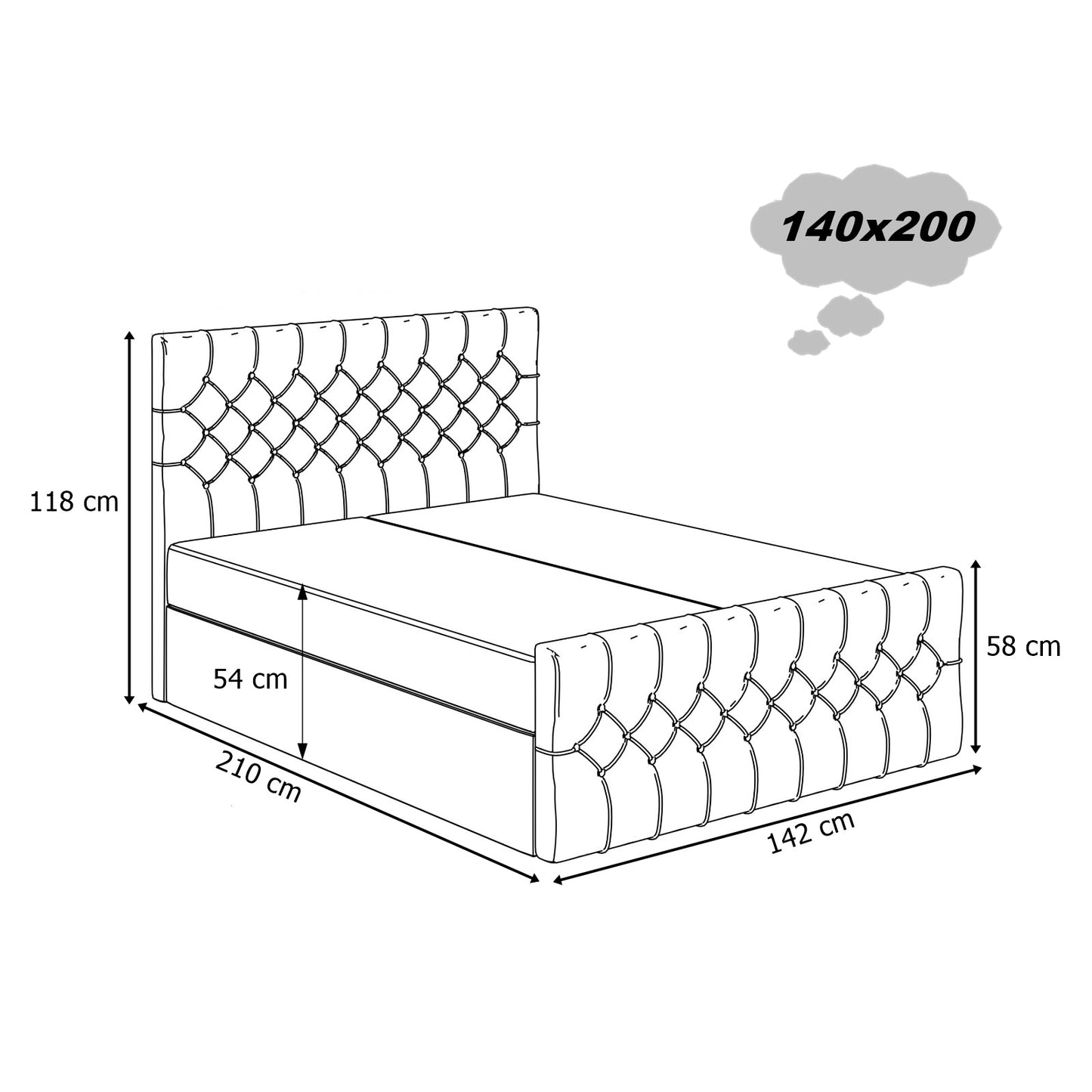 Boxspringbett Kemer – Luxuriöse Ruhe in vollendeter Form - Hellgrau