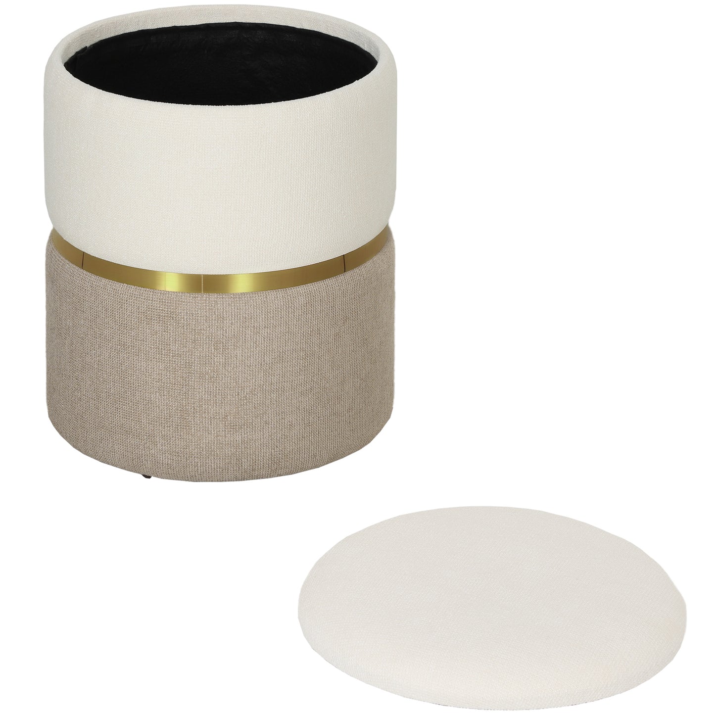 ChenilleRing Accent Ottoman - Cremeweiß