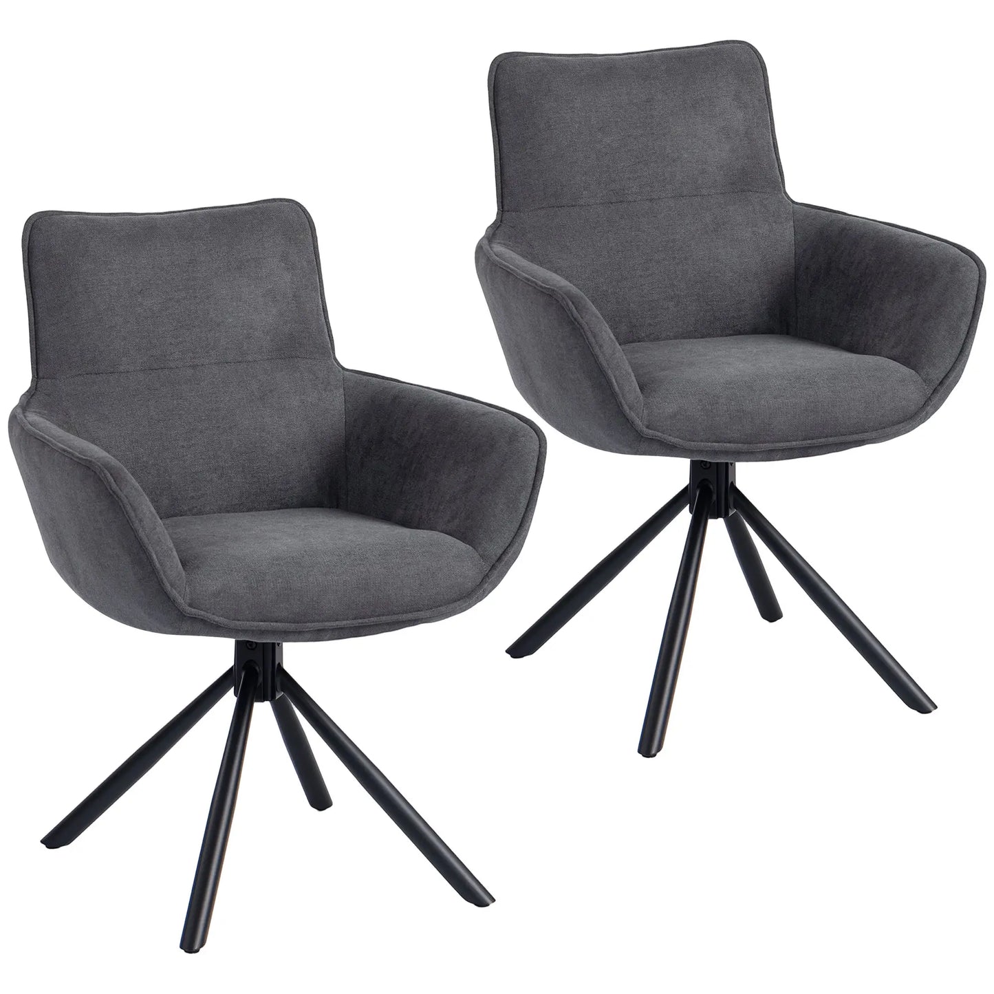 TurnSoft Duo – 2er-Set Drehbare Esszimmerstühle in Samtoptik - Dunkelgrau