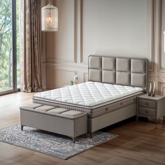 Boxspringbett Fumat Luxe - Schlafen in seiner schönsten Form - Taupe