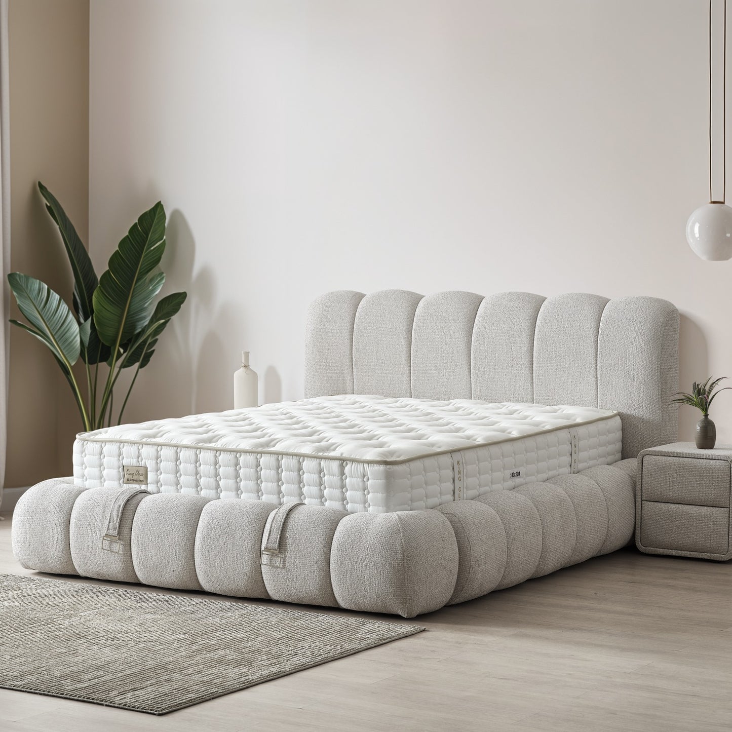Boxspringbett Dublin - Luxuriöses Polsterbett mit Rundum-Design & großem Stauraum - Grau