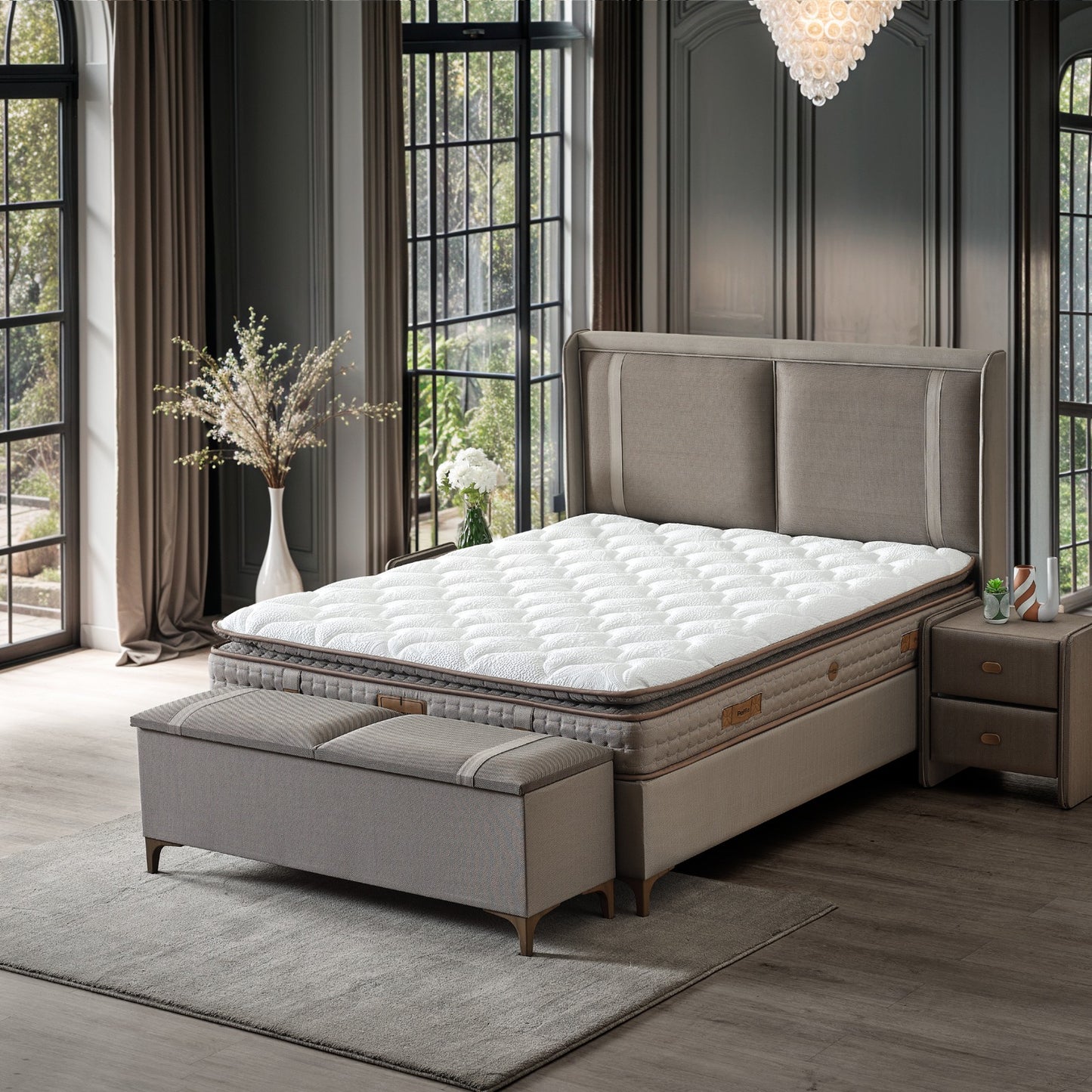 Boxspringbett Batum - Eleganz trifft Komfort - Taupe-Braun
