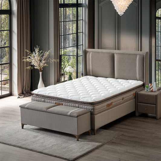 Boxspringbett Batum - Eleganz trifft Komfort - Taupe-Braun
