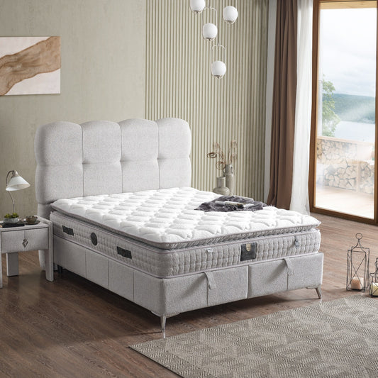 Boxspringbett Aura - Premium Komfort für erholsame Nächte - Hellgrau