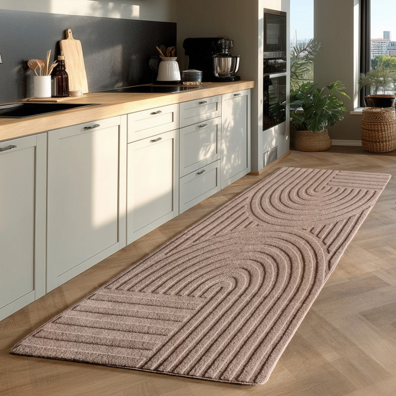 Teppich POMPEI 1611 Beige – Weiches Reliefdesign mit moderner Linienführung