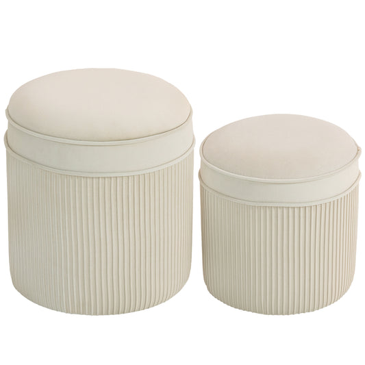 PlisséNest Hocker-Set - Cremeweiß