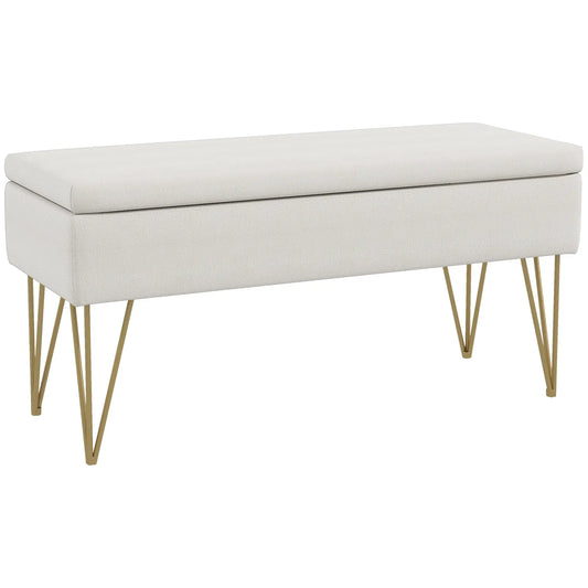 GoldenLoom Storage Bench - Creme