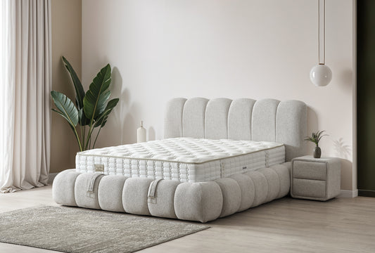 Boxspringbett Dublin - Luxuriöses Polsterbett mit Rundum-Design & großem Stauraum - Grau