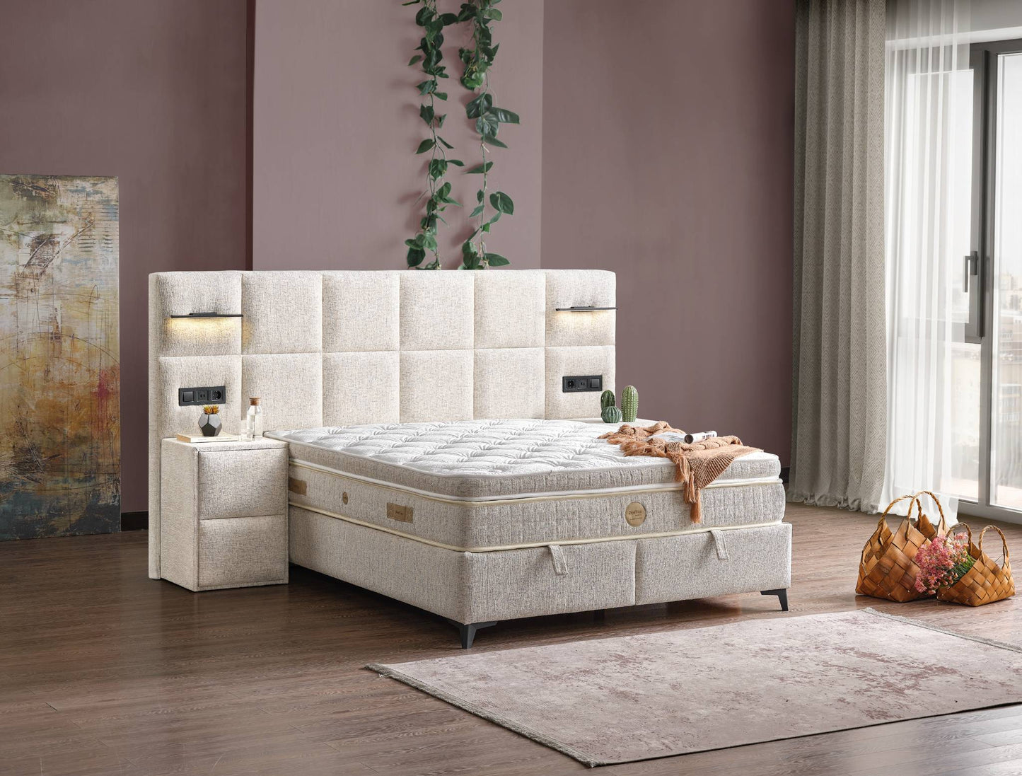 Boxspringbett Polaris - Zeitlose Eleganz trifft auf moderne Funktion - Creme