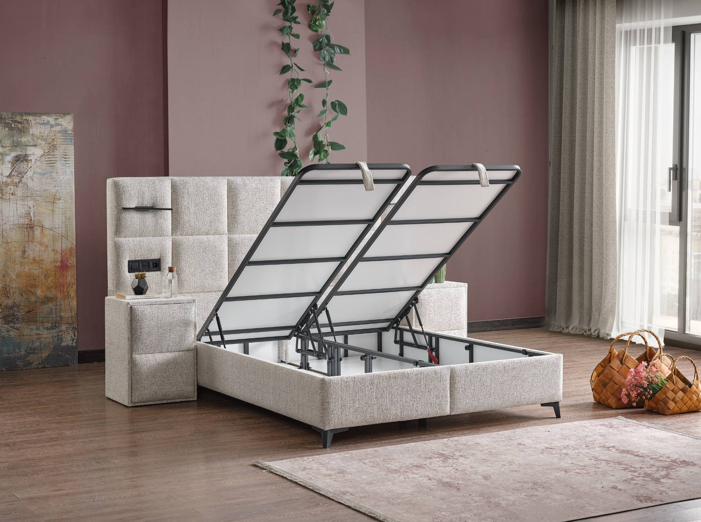 Boxspringbett Polaris - Zeitlose Eleganz trifft auf moderne Funktion - Creme