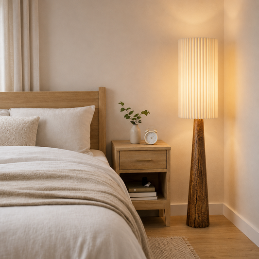 Stehlampe Lucerne - Walnuss / Creme