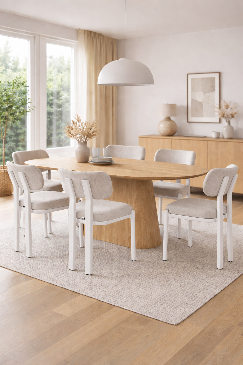 Stuhl LUGANO - Beige / Füße Weiß