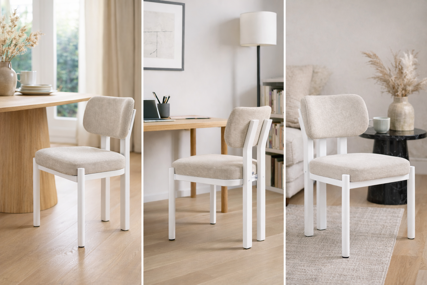 Stuhl LUGANO - Beige / Füße Weiß