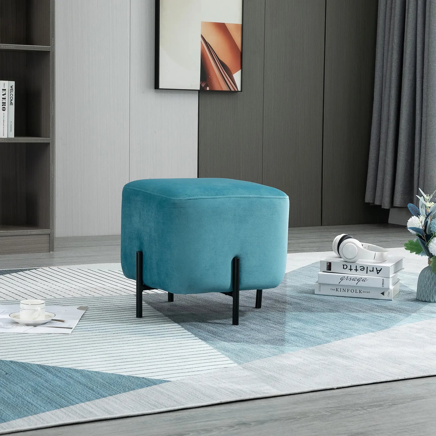 VelvetLuxe Ottoman Hocker - Türkis