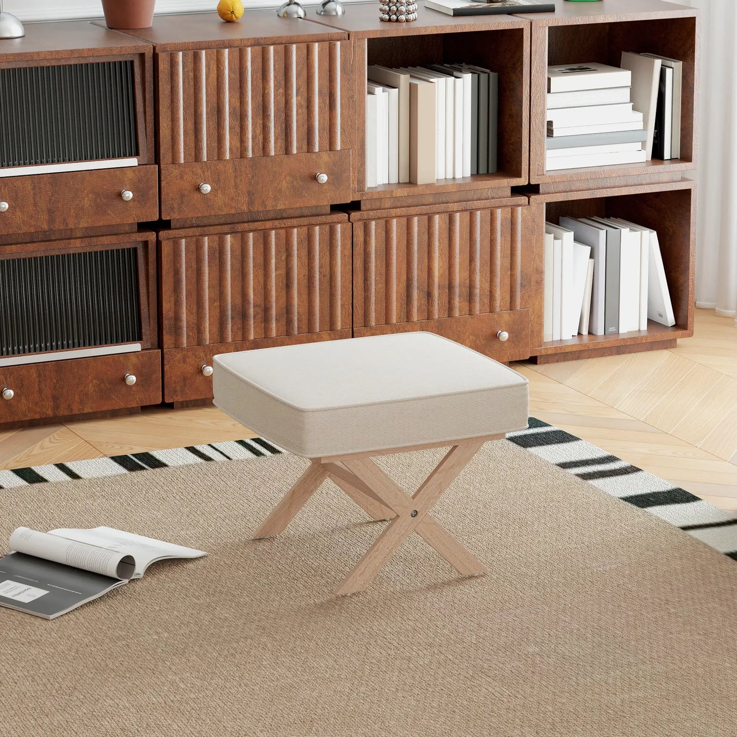 FlexiComfort Linen Hocker - Beige
