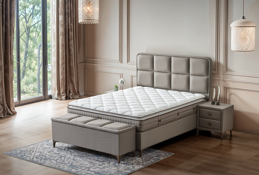 Boxspringbett Fumat Luxe - Schlafen in seiner schönsten Form - Taupe