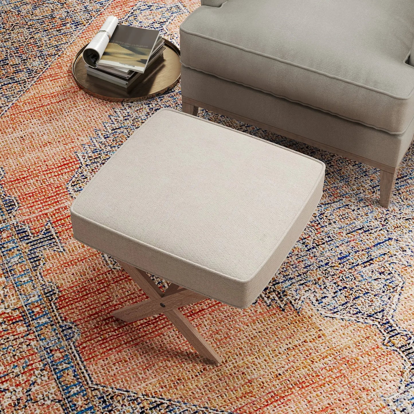 FlexiComfort Linen Hocker - Beige