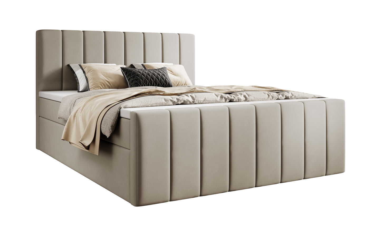 Boxspringbett Bursa - Boxspring-Komfort mit Stil und Stauraum - Beige