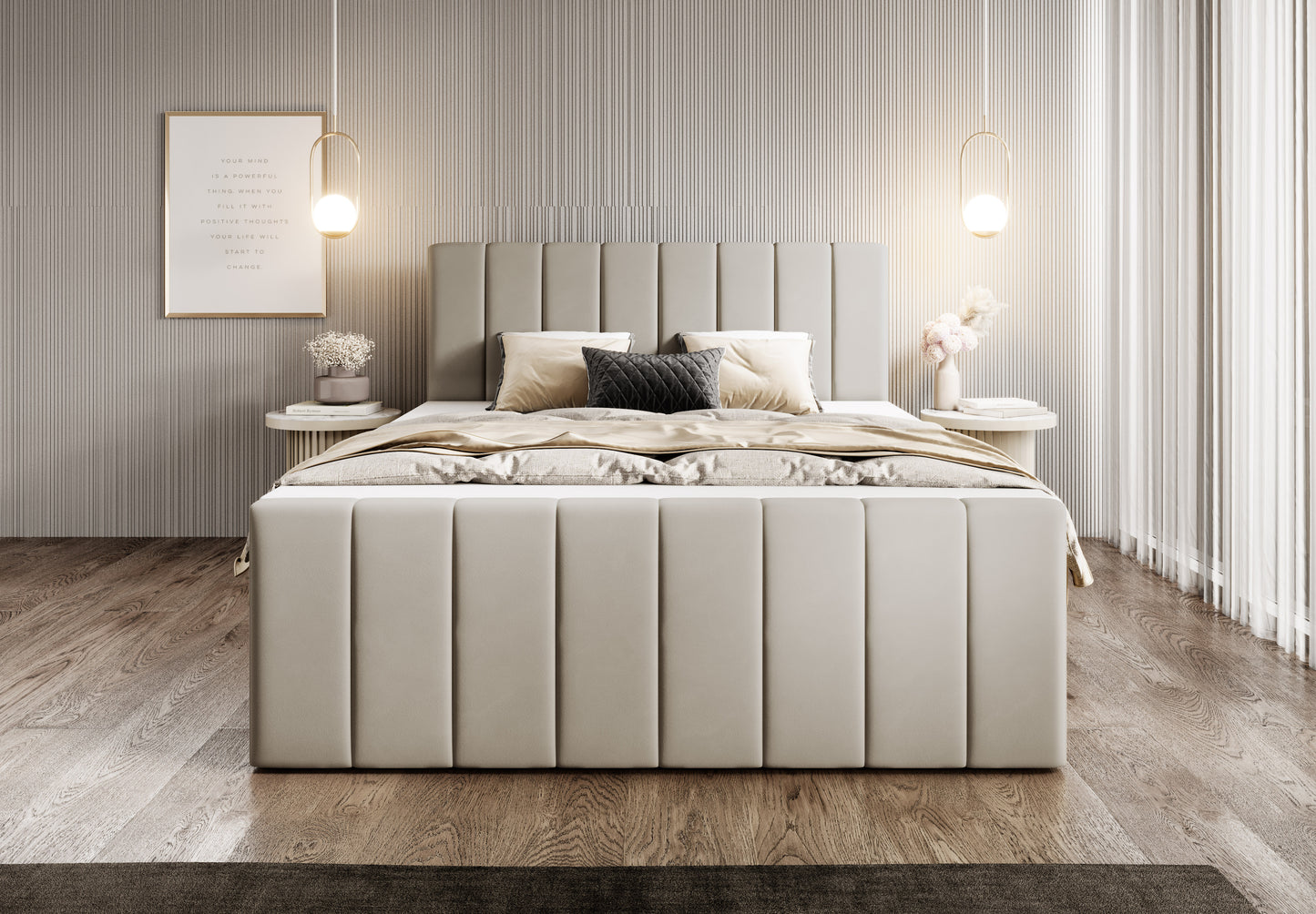Boxspringbett Bursa - Boxspring-Komfort mit Stil und Stauraum - Beige