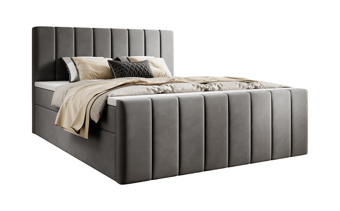 Boxspringbett Bursa - Boxspring-Komfort mit Stil und Stauraum - Dunkelgrau