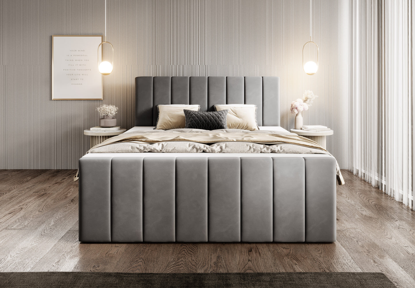 Boxspringbett Bursa - Boxspring-Komfort mit Stil und Stauraum - Dunkelgrau