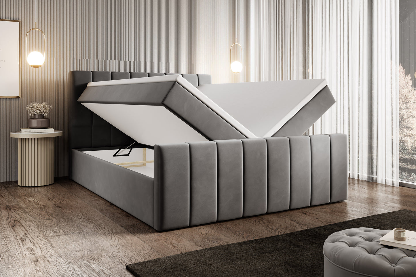 Boxspringbett Bursa - Boxspring-Komfort mit Stil und Stauraum - Dunkelgrau