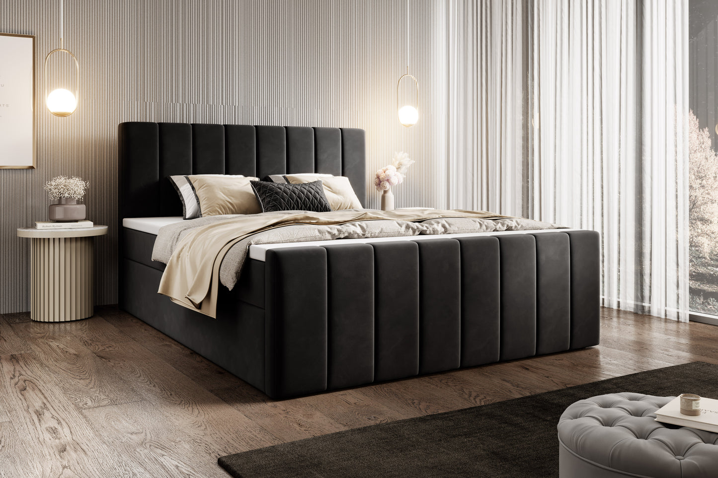 Boxspringbett Bursa - Boxspring-Komfort mit Stil und Stauraum - Anthrazit