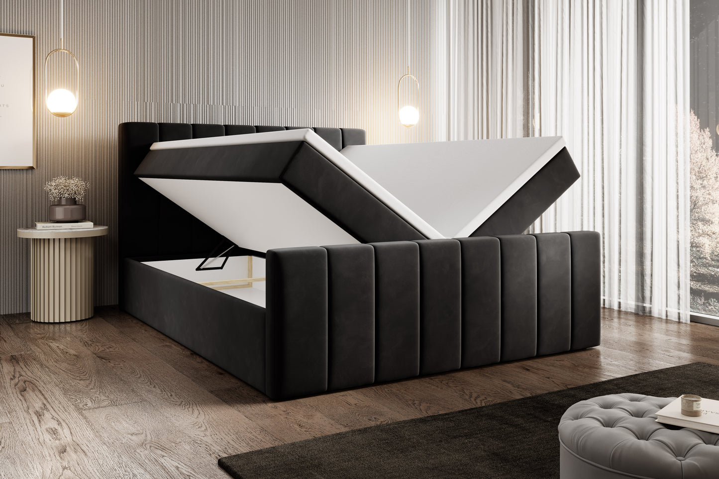 Boxspringbett Bursa - Boxspring-Komfort mit Stil und Stauraum - Anthrazit