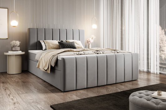 Boxspringbett Bursa - Boxspring-Komfort mit Stil und Stauraum - Hellgrau