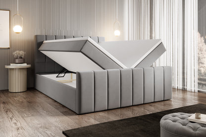 Boxspringbett Bursa - Boxspring-Komfort mit Stil und Stauraum - Hellgrau