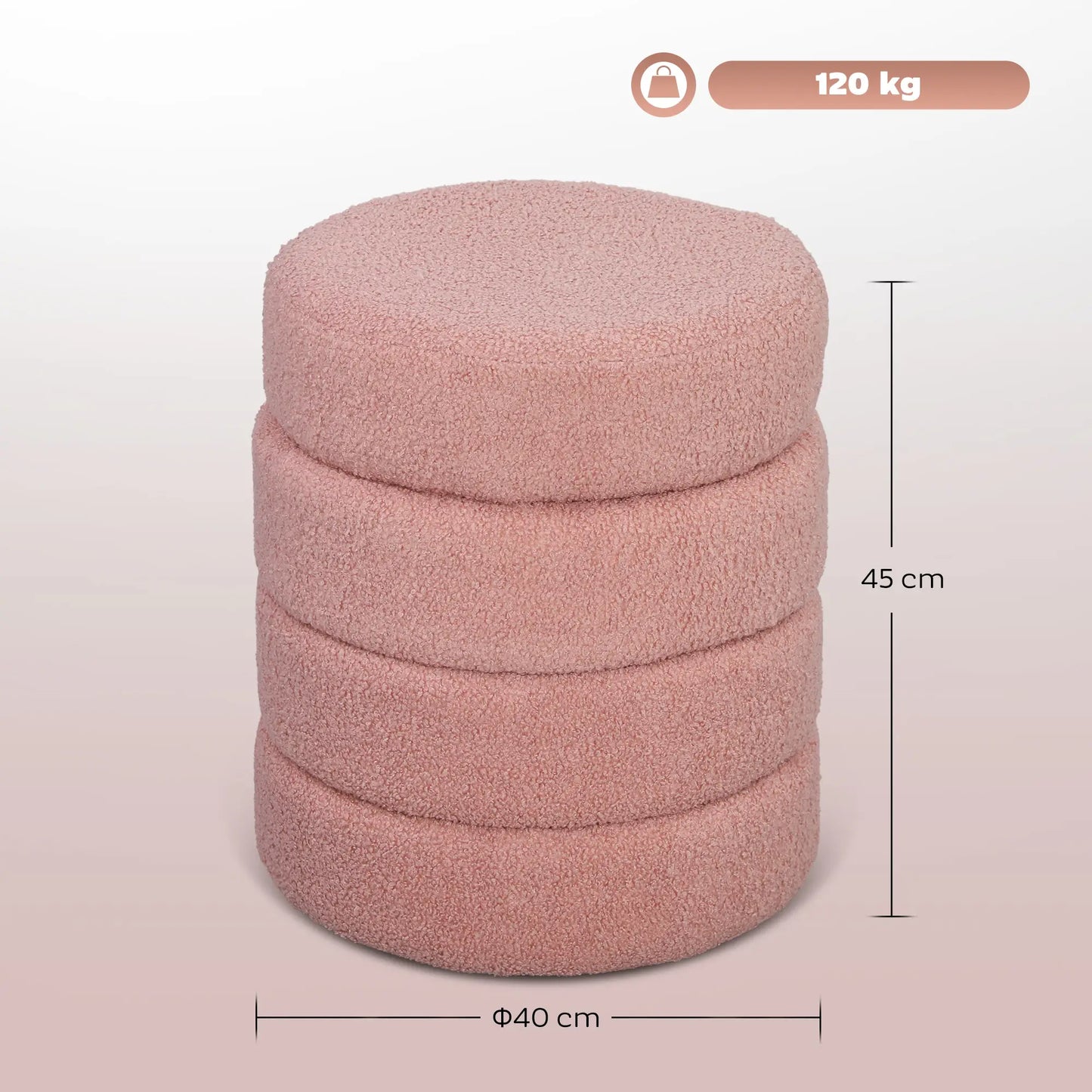 TeddySoft Round Ottoman - Rosa
