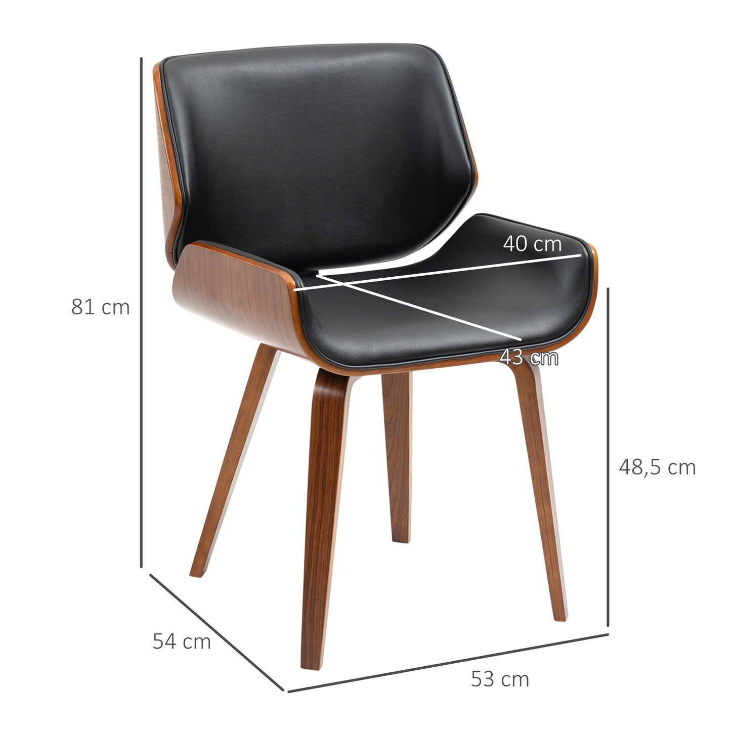 RetroBlend Duo – 2er-Set Vintage-Esszimmerstühle - Schwarz