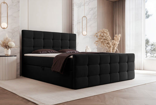 Boxspringbett Padwa - Klare Linien. Weicher Komfort - Schwarz