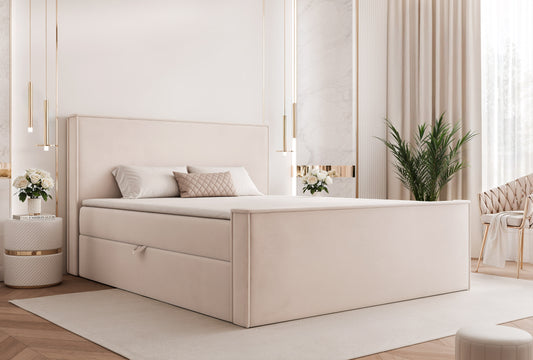 Boxspringbett Hiuma SAMT - Eleganz, die man sieht – Komfort, den man fühlt - Creme