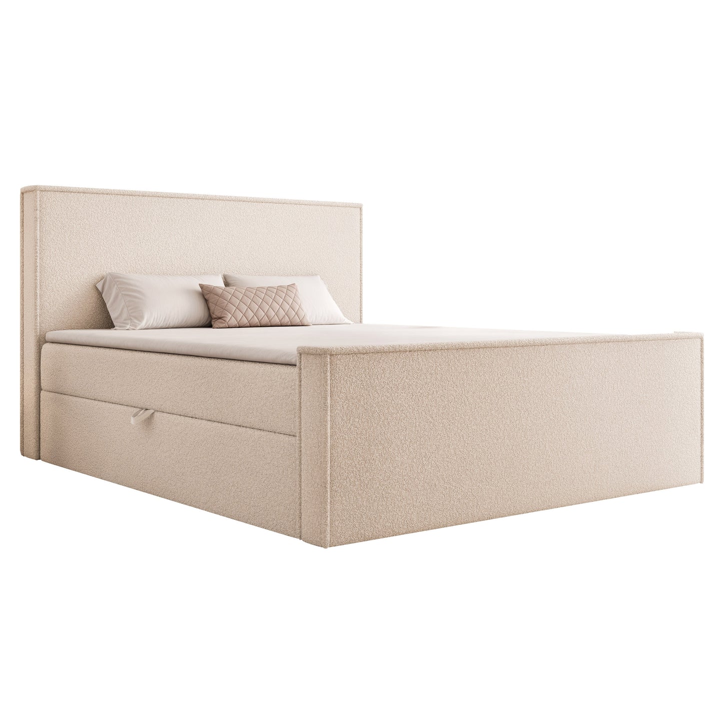 Boxspringbett Hiuma BOUCLE - Sanfte Textur für ein Zuhause zum Ankommen - Creme