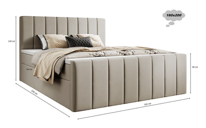 Boxspringbett Bursa - Boxspring-Komfort mit Stil und Stauraum - Beige