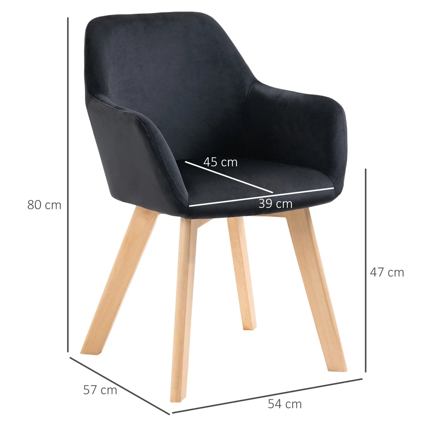 VeluSet 2 – Modernes 2er-Set Ess- & Wohnzimmerstühle - Schwarz