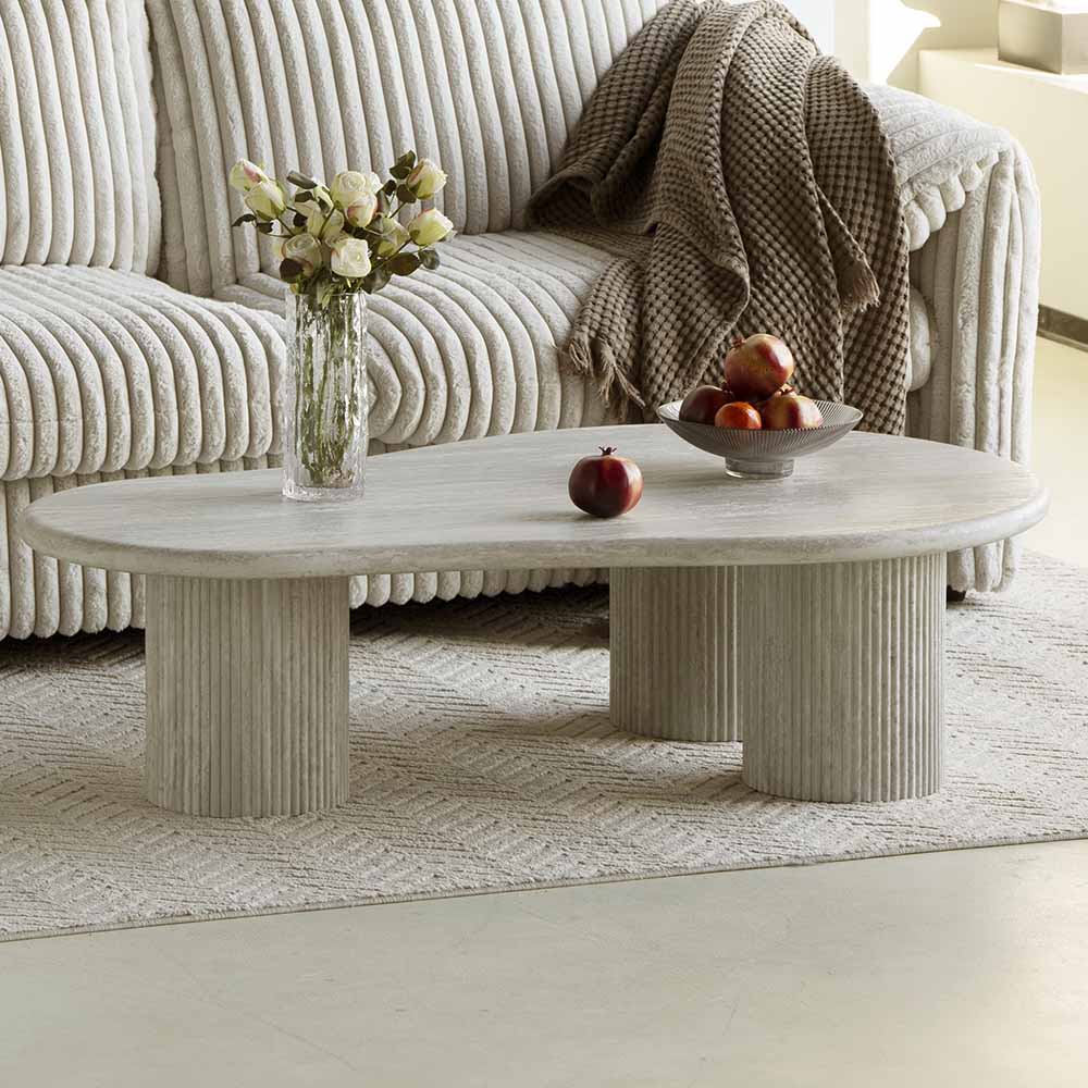 Couchtisch Tornio Oval – Hellgrau