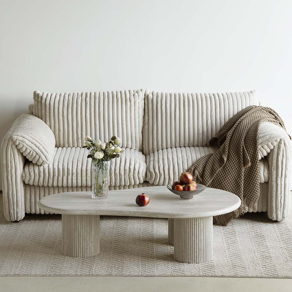 Couchtisch Tornio Oval – Hellgrau
