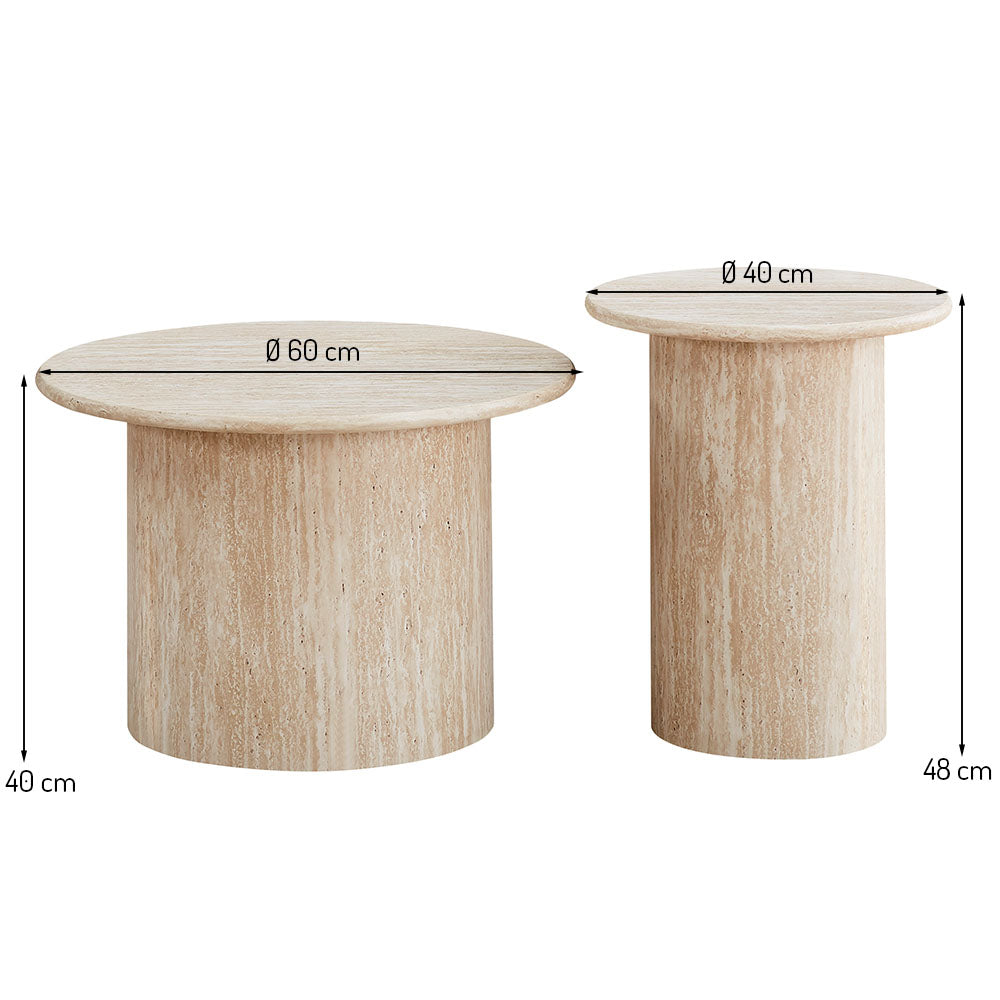 Couchtisch Mezica – Travertine (2er Set)
