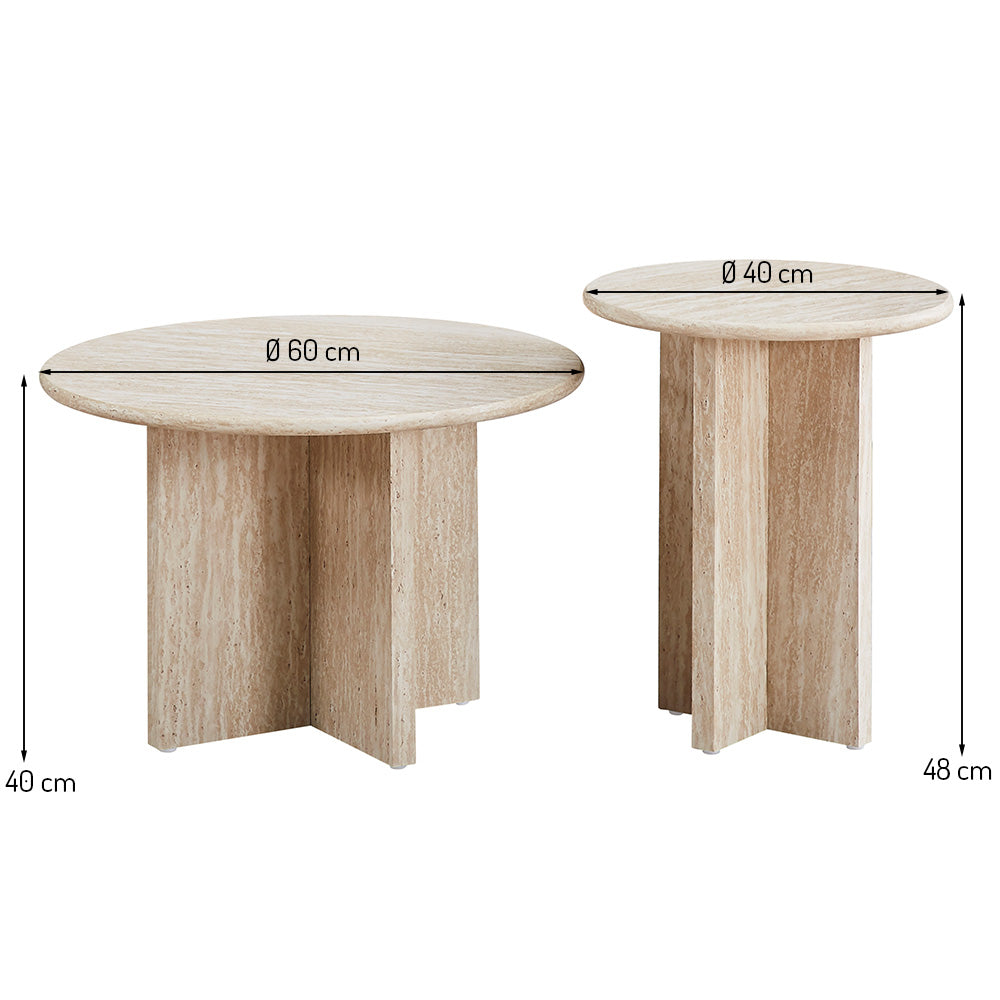 Couchtisch Bled – Travertine (2er Set)