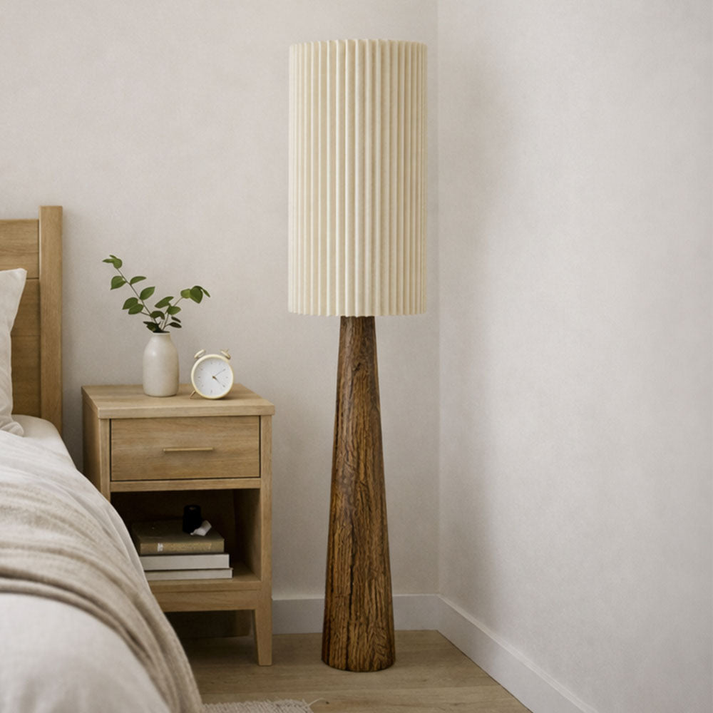 Stehlampe Lucerne - Walnuss / Creme