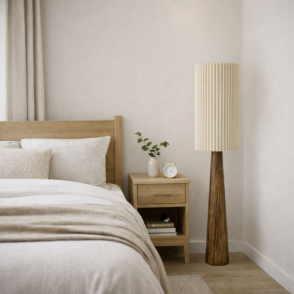 Stehlampe Lucerne - Walnuss / Creme
