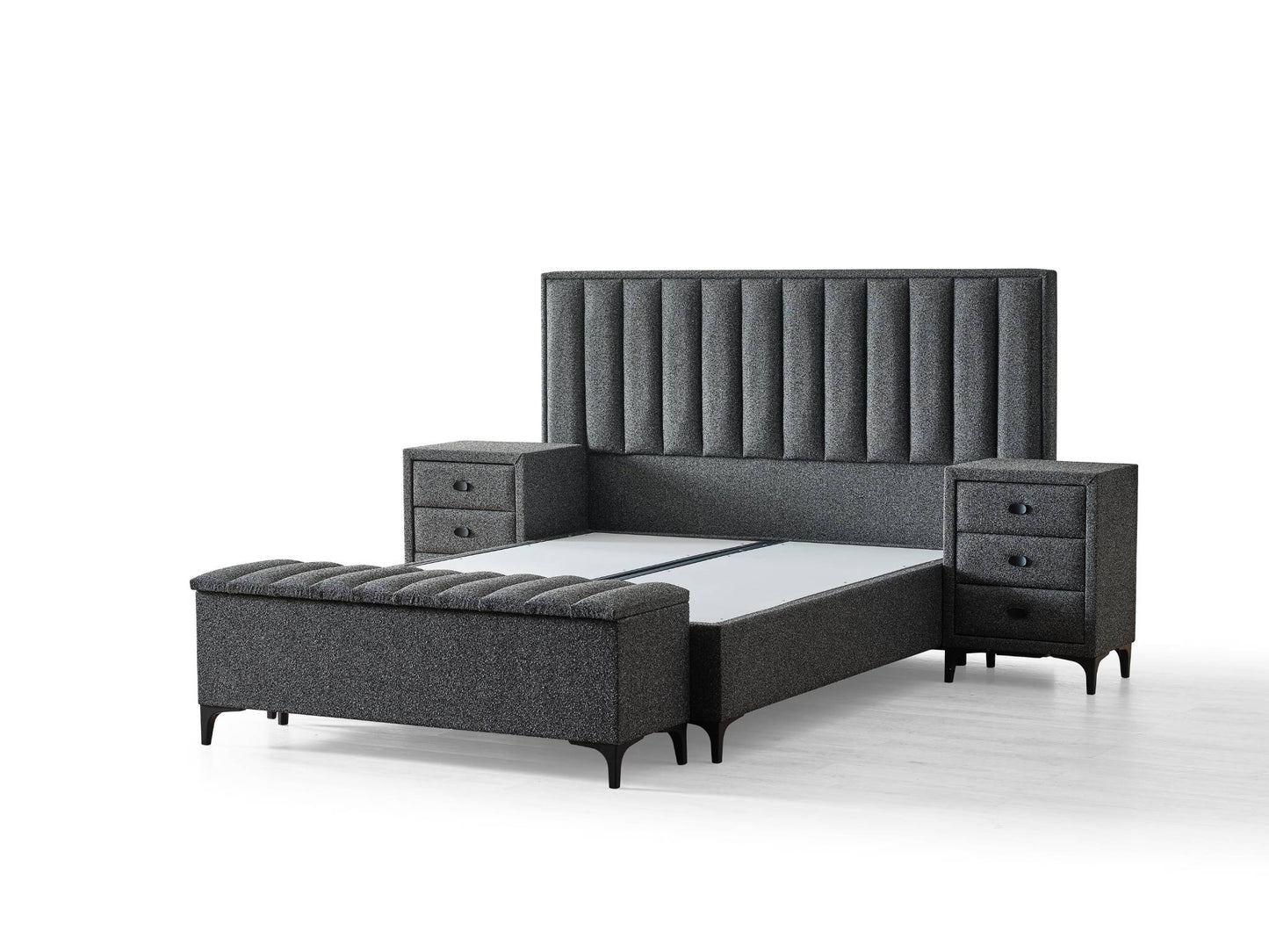 Boxspringbett Piano – Eleganz trifft Funktionalität | Das stilvolle Komfortbett mit Stauraum - Anthrazit