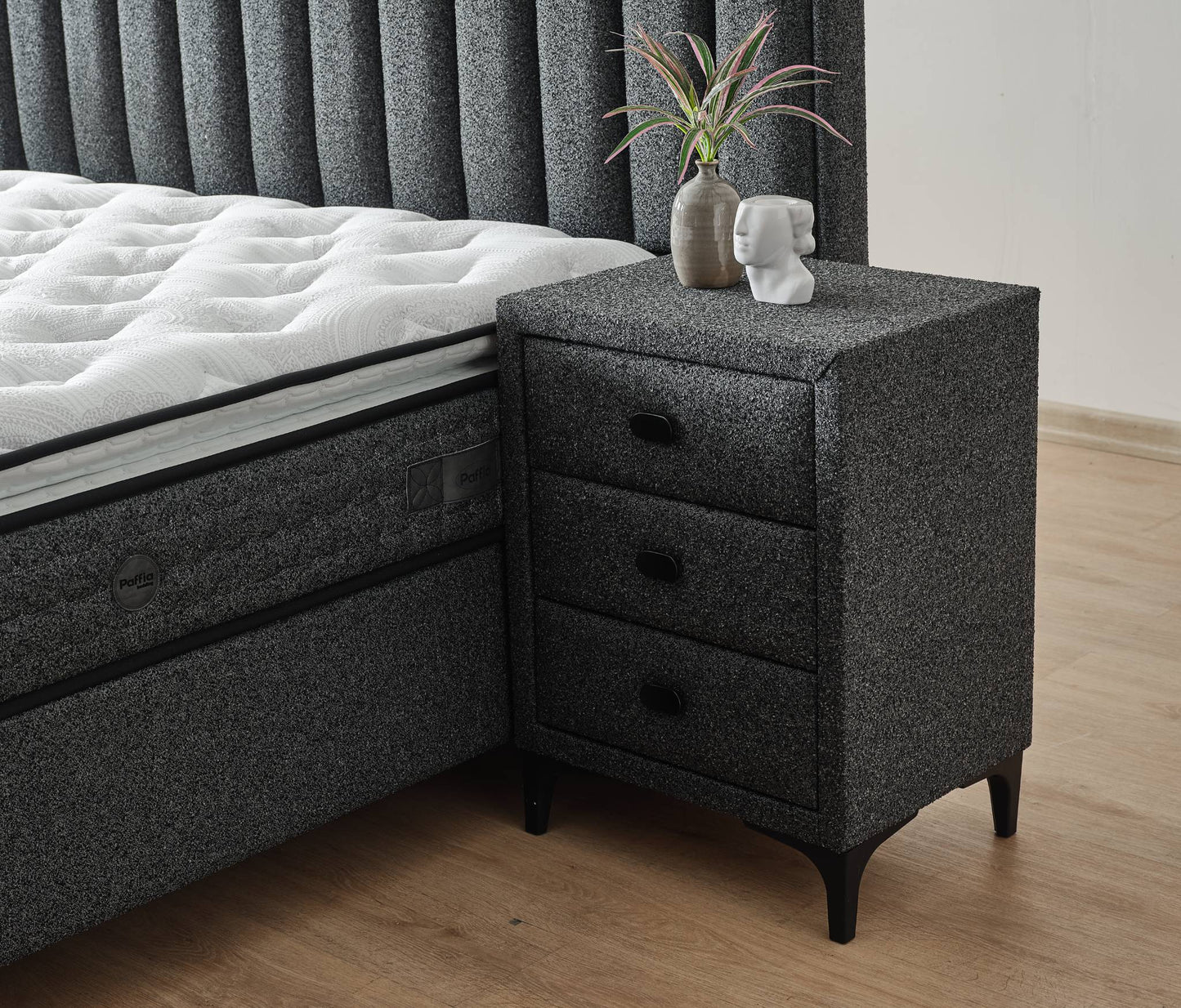 Boxspringbett Piano – Eleganz trifft Funktionalität | Das stilvolle Komfortbett mit Stauraum - Anthrazit