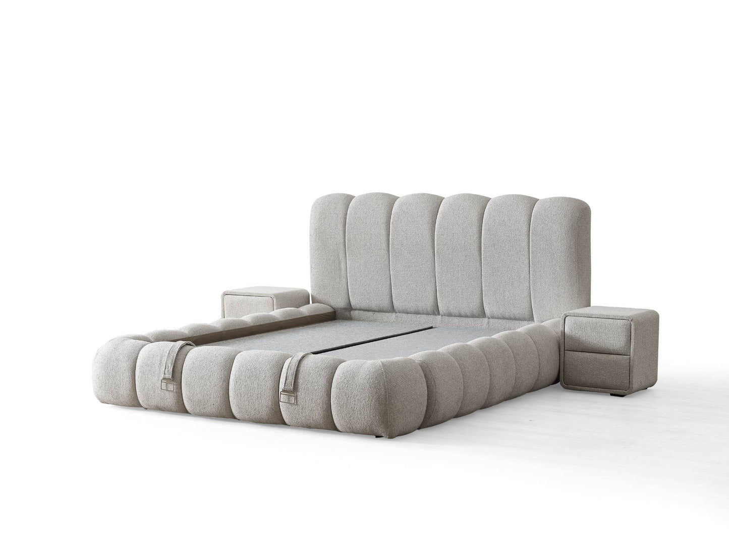 Boxspringbett Dublin - Luxuriöses Polsterbett mit Rundum-Design & großem Stauraum - Grau