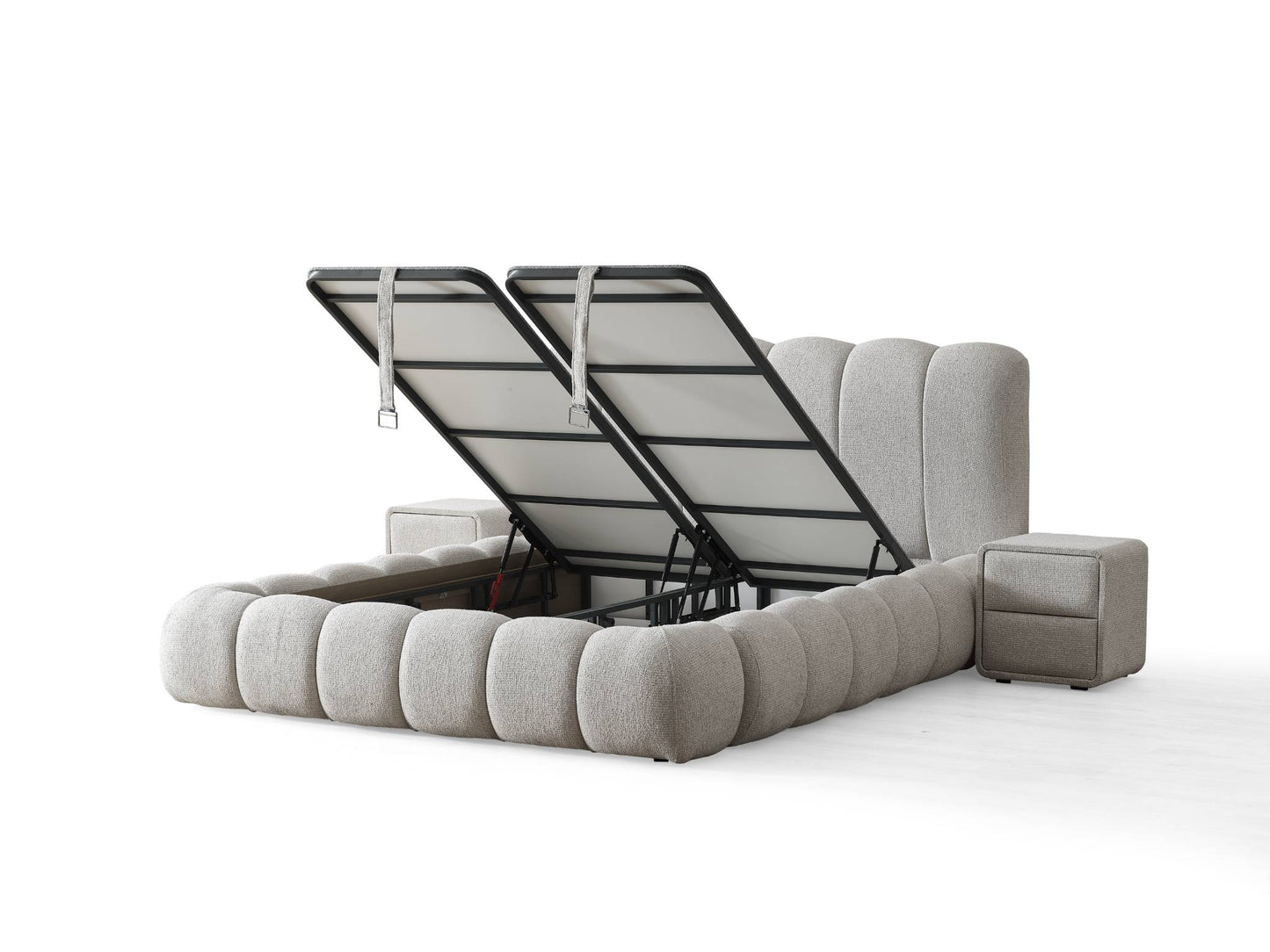 Boxspringbett Dublin - Luxuriöses Polsterbett mit Rundum-Design & großem Stauraum - Grau