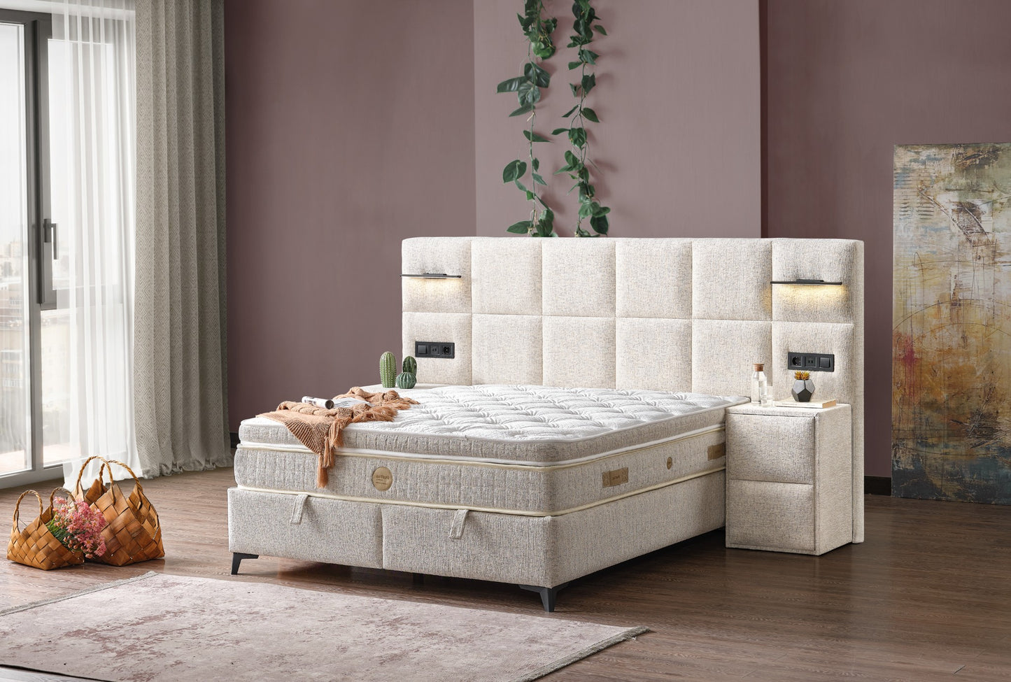 Boxspringbett Polaris - Zeitlose Eleganz trifft auf moderne Funktion - Creme