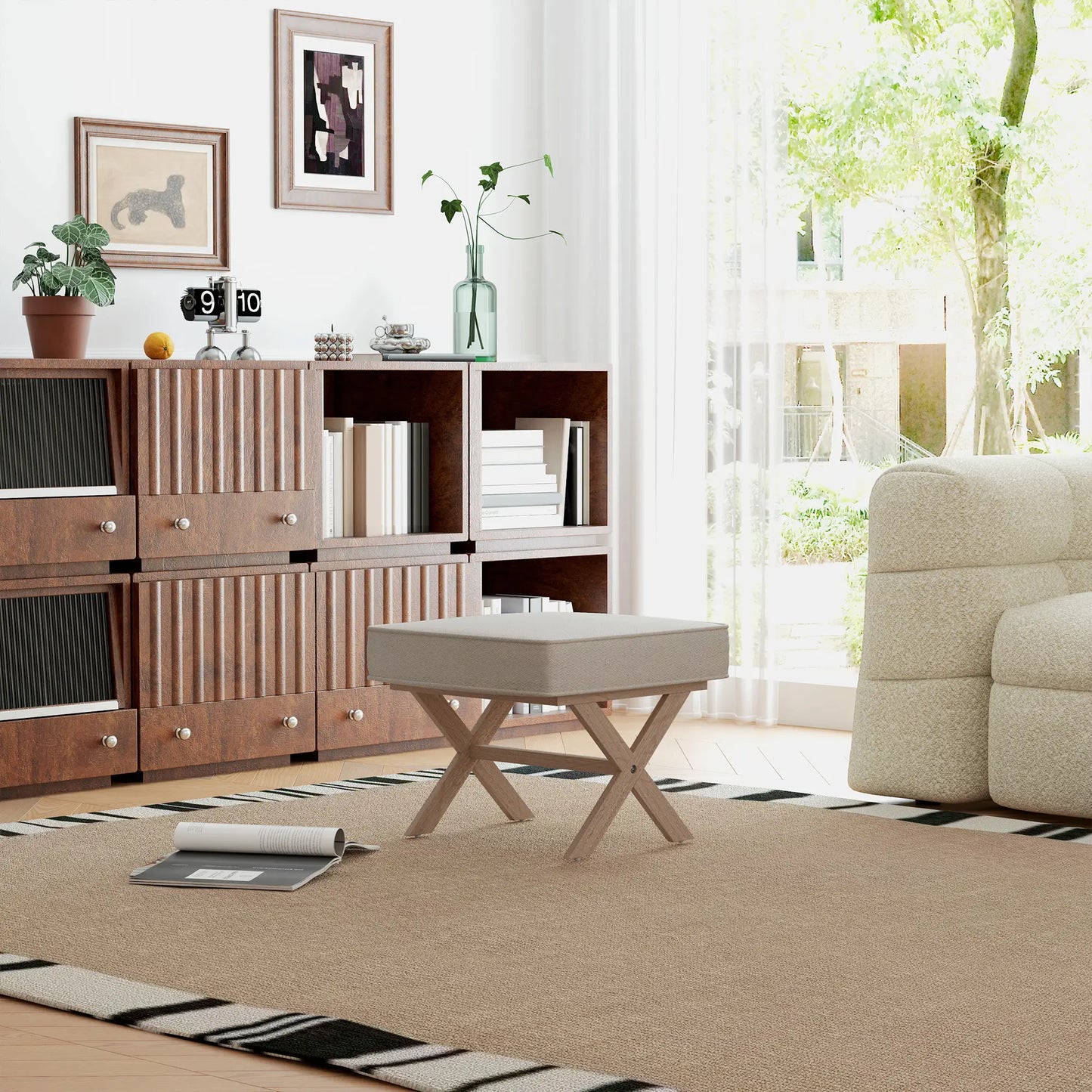 FlexiComfort Linen Hocker - Beige