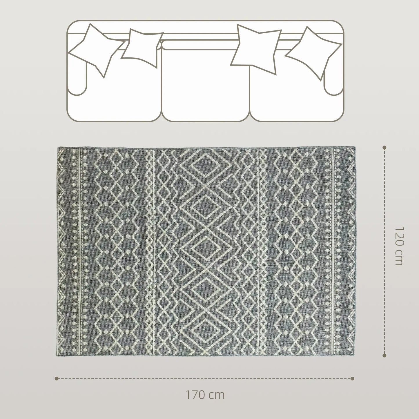 BohoWeave Flat Teppich - Grau